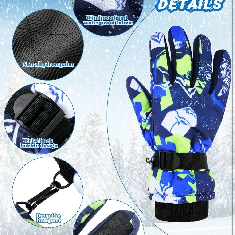 Kids Winter Gloves - Black and Blue